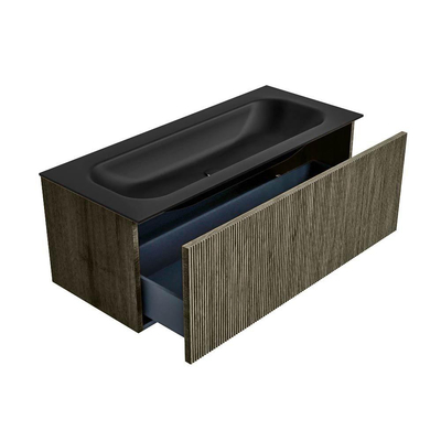 Mondiaz KURVE Badkamermeubelset - 110x46x40cm - 1 lade - wastafel solid surface - midden - 1 kraangat - Shadow