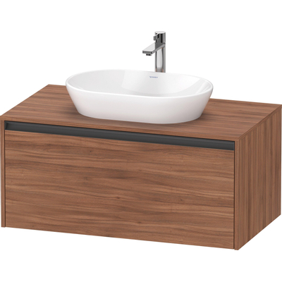 Duravit Ketho 2 meuble sous-lavabo avec plan console avec 1 tiroir 100x55x45.9cm avec poignée noyer anthracite mat