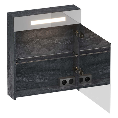 BRAUER Promise Deluxe armoire de toilette - 60x70x15cm - avec éclairage direct 1 porte de miroir double face ouvrant à droite Damascus