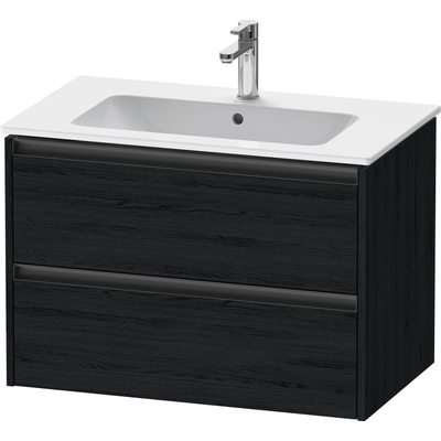 Duravit Ketho 2 meuble sous-lavabo avec 2 tiroirs 81x48x55cm avec poignées chêne anthracite noir mat