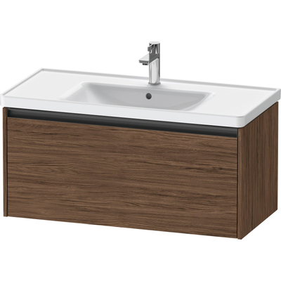Duravit Ketho 2 meuble sous-lavabo avec 1 tiroir 98.4x45.5x44cm avec poignée anthracite noyer foncé mat