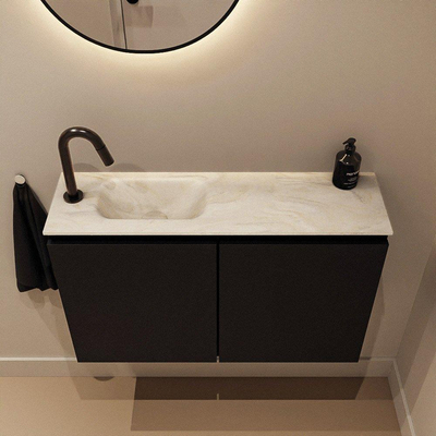 MONDIAZ TURE-DLUX 80cm toiletmeubel Urban. EDEN wastafel Ostra positie links. Met 1 kraangat.