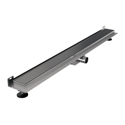 Brauer Caniveau de douche - 100x7.5cm - bride murale - grille à carreler réversible - inox - gunmetal brossé