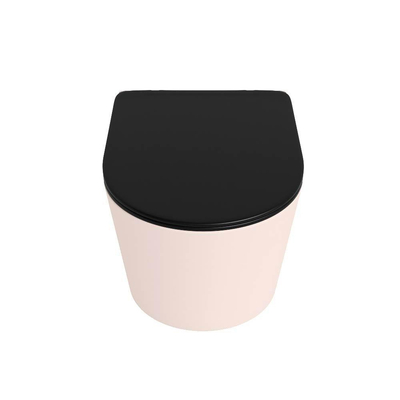 Mondiaz LAVIE WC suspendu – sans bride – 36 x 53 cm – avec abattant softclose – Rosee (rose), abattant Urban (noir)