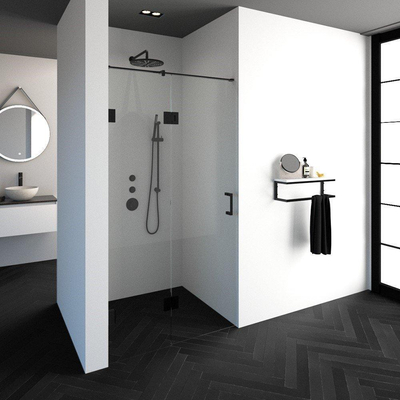 BRAUER Crée porte de douche 110x200cm 2 pièces sans profilé avec anti-calcaire et verre de sécurité 8mm noir mat