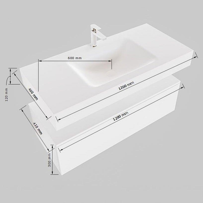 Mondiaz ALAN-DLUX badkameronderkast - 120cm - 1 lade - Cloud wastafel Glace - zonder kraangat - Dark brown