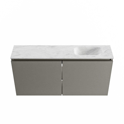 MONDIAZ TURE-DLUX Meuble toilette - 100cm - Smoke - EDEN - vasque Opalo - position droite - 1 trou de robinet