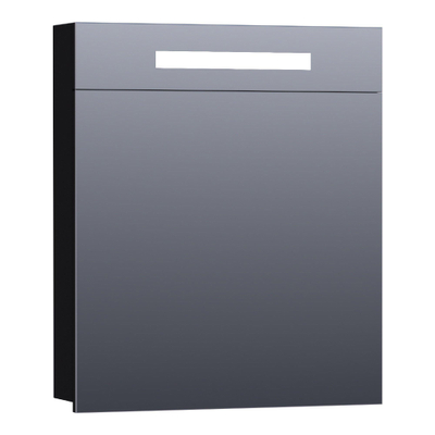 Saniclass 2.0 Armoire de toilette 59x70x15cm éclairage intégré rectangulaire 1 porte pivotante MDF Noir brillant
