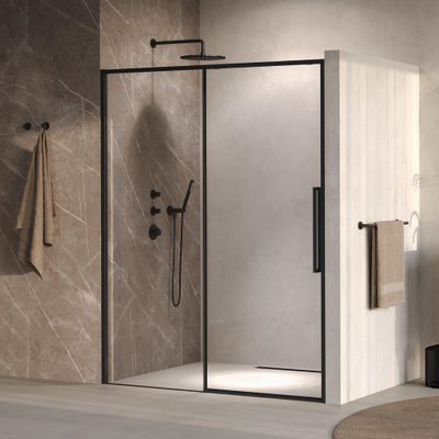 BRAUER Galactic Nisdeur - 160x200 - 2-delig schuif - helder glas - omkeerbaar - incl. glascoating - mat zwart
