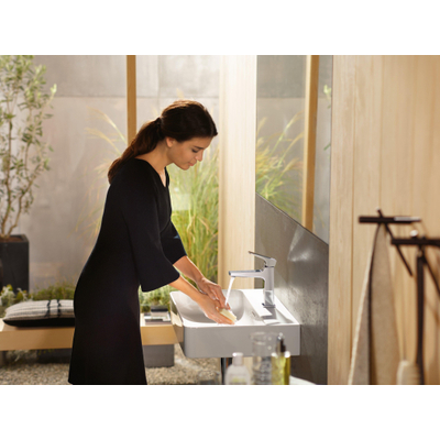 Hansgrohe Metropol 110 wastafelkraan - 18.4cm hoog - push open waste - voorsprong 13.5cm - glans goud