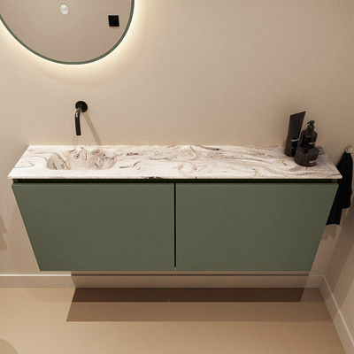 MONDIAZ TURE-DLUX 120cm toiletmeubel Army. EDEN wastafel Glace positie links. Zonder kraangat.