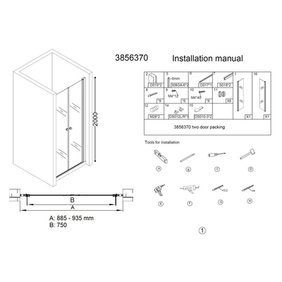 Best Design Erico pendeldeur - 90x200cm - 6mm - antikalkbehandeling - Chroom