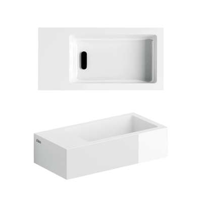 Clou Flush 3 lave-mains 36x18x9cm trou de robinet à gauche pierre minérale Blanc