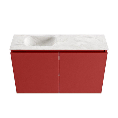 MONDIAZ TURE-DLUX 80cm toiletmeubel Fire. EDEN wastafel Ostra positie links. Met 1 kraangat.