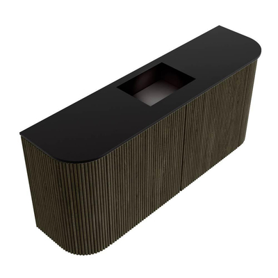 Mondiaz JOYA 93.2cm meuble de salle de bains - arrondi gauche et droit couleur Shadow - Vasque FAYE position Milieu Sans trou de robinet couleur Urban