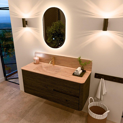 Mondiaz CIRO-DLUX Ensemble de meubles de salle de bains - 120x45x50cm - Lavabo en solid surface Saba - 1 vasque à gauche - 1 trou de robinet - 2 tiroirs - Shadow