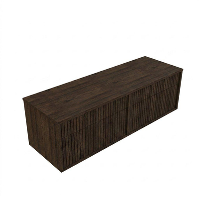 Saniclass Holz Frame Meuble de salle de bain - 140x45x40cm - plan de toilette - sans trous de robinet - 2 tiroirs - Charcoal