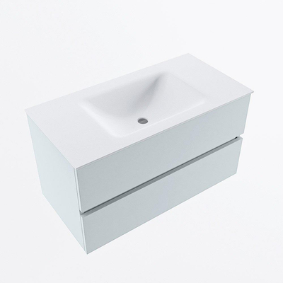 Mondiaz VICA Ensemble de meuble de salle de bain - 90cm - meuble sous-vasque argile - 2 tiroirs - lavabo nuage milieu - 1 trou de robinet - version haute 60cm - talc