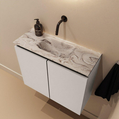 MONDIAZ TURE-DLUX Meuble de toilettes 60cm Linen. EDEN lavabo Glace position milieu. Sans trou de robinet.