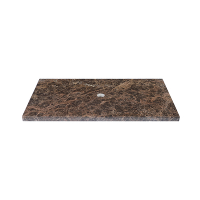 Saniclass Dark Emperador plan sous vasque - 80x46cm - sans trous de robinet - 1 découpe pour le siphon - pierre naturelle marbrée
