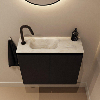 MONDIAZ TURE-DLUX meuble de toilettes 60cm Urban. EDEN vasque Ostra position gauche. Avec 1 trou de robinet.