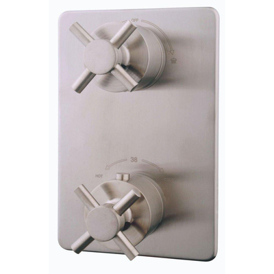 Xellanz Cross partie apparente pour mitigeur thermostatique encastré 2 voies acier brossé PVD