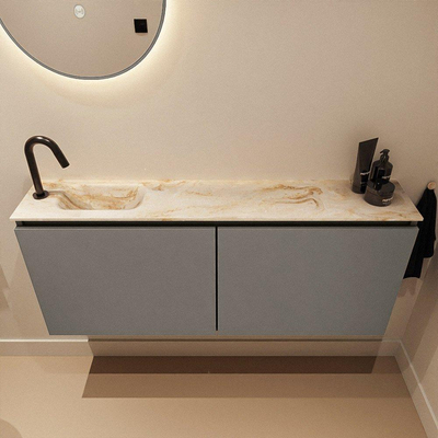 MONDIAZ TURE-DLUX meuble WC 120 cm Smoke. EDEN lavabo Frappe position gauche. Avec 1 trou de robinet.