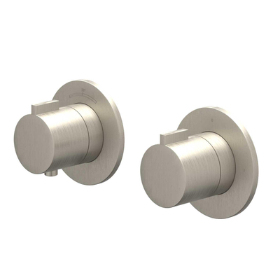 IVY Pact Ensemble de douche de tête - encastré - symmetry - inverseur-arrêt 2 voies - bras de plafond 30 cm - douche de tête medium 30 cm - support avec sortie - flexible de douche 150 cm - douchette 3 jets - Nickel brossé PVD