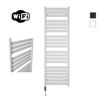 Sanicare HVW - Moda Elektrische Radiator - 160x60cm - 1159W - wifi - thermostaat - chroom - linksonder - mat wit