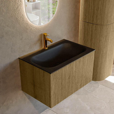 Mondiaz KURVE Badkamermeubelset - 70x46x40cm - 1 lade - wastafel solid surface - midden - 1 kraangat - Dusk