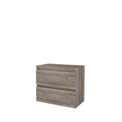 Basic-Line Start 46 ensemble de meubles de salle de bain 80x46cm sans poignée 2 tiroirs plan vasque mfc scotch oak