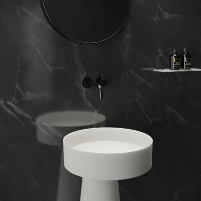 Ideavit SolidFloat Wastafel - staand - rond - 87x40x15cm - solid surface - mat wit
