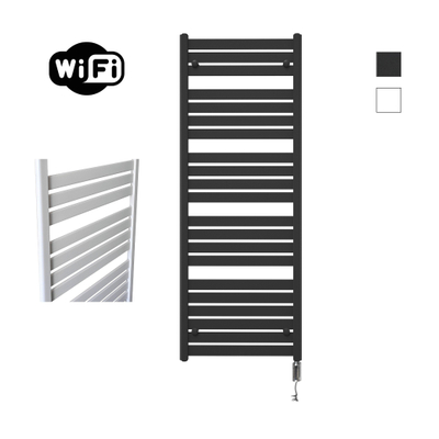 Sanicare HVW - Moda Radiateur électrique - 160x60cm - 1159W - wifi - thermostat - chrome - en bas à droite - noir mat