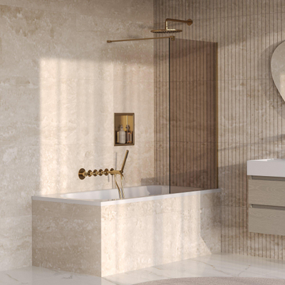 BRAUER Oblivion Paroi de baignoire - 80x140 - verre bronze - incl. revêtement en verre - or brossé PVD