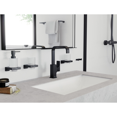 Hansgrohe Metropol wastafelkraan 230 met push open waste m. 120° draaibare uitloop 16.5cm mat zwart