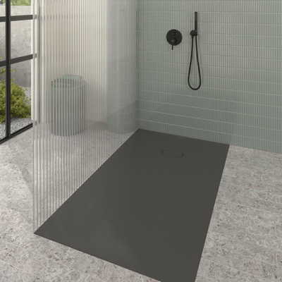 Villeroy & Boch Ecora douchebak - 150x90x3.5cm - afvoer korte zijde - anthracite (antraciet)