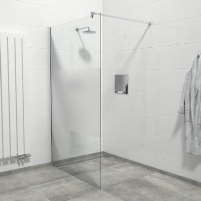 Van Marcke Douche à l'italienne 120x200cm verre de sécurité bande satinée anti-calcaire chrome