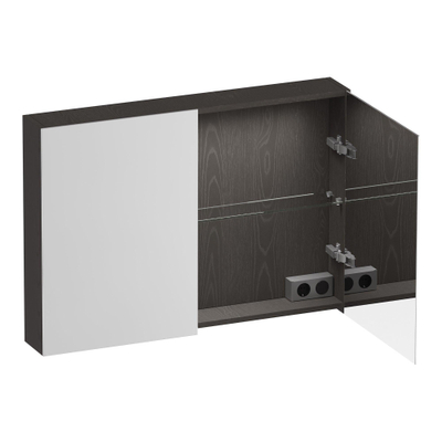BRAUER Impress Deluxe spiegelkast - 100x70x15cm - interne en externe verlichting - 2 dubbelzijdige spiegeldeuren - Timber Anthracite