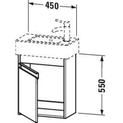 Duravit Ketho Meuble sous-lavabo avec 1 porte 45x22.5x55cm à gauche pour Vero 070350 graphite