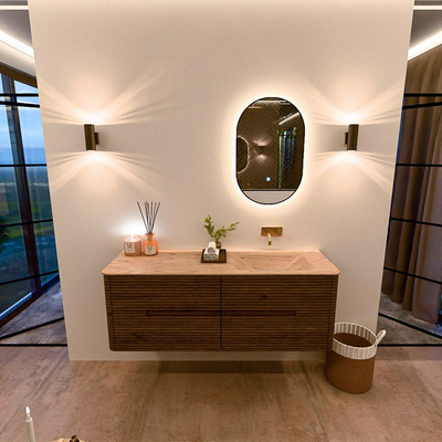 Mondiaz CIRO-DLUX Meuble de salle de bains - 140x45x50cm - plan vasque Solid Surface Arena - 1 vasque à droite - sans trous de robinetterie - 4 tiroirs - Dusk