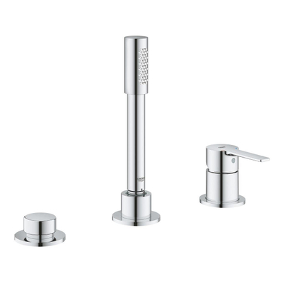 GROHE Lineare New élément de finition pour robinet de bord de baignoire 3 trous avec inverseur avec douchette et flexible de douche 200cm chrome