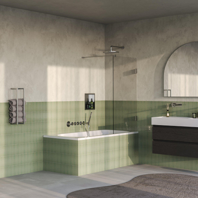 BRAUER Void Paroi de baignoire - 80x140 - verre transparent - incl. revêtement de protection du verre - inox brossé PVD