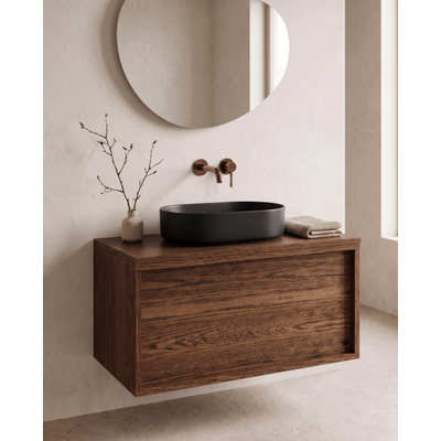 FugaFlow Eccelente Pietra Waskom - 52x31x12cm - ovaal - keramiek - mat zwart