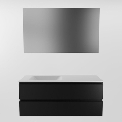 Mondiaz AIVY Ensemble de meuble - 120x45x50cm - 0 trous de robinet - 1 vasque Talc Solid surface - Gauche - 2 tiroirs - avec miroir - MDF Urban