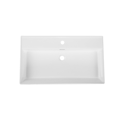 Saniclass Levina Meuble lavabo - 60,5x47x12cm - trop-plein - 1 lavabo - 1 trou de robinet - céramique - blanc brillant