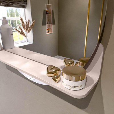 Mondiaz SPOT Miroir de salle de bains - rond 60cm - tablette de miroir - couleur Rosee