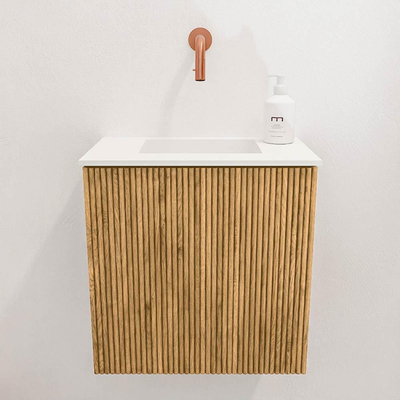 Mondiaz JOYA 40cm toiletmeubel - kleur Oak - Wastafel FAYE positie Midden Zonder kraangat kleur Talc.