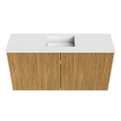 Mondiaz JOYA 80cm meuble de salle de bains - couleur Oak - Vasque FAYE position Milieu Sans trou de robinet couleur Talc.