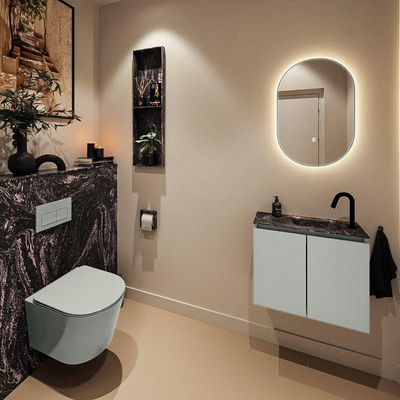 MONDIAZ TURE-DLUX Meuble toilette - 60cm - Greey - EDEN - vasque Lava - position droite - 1 trou de robinet