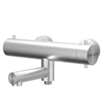 IVY Concord Badkraanset - thermostatisch - draaibare uitloop - met wandhouder - staafhanddouche - gladde slang - RVS316 - geborsteld